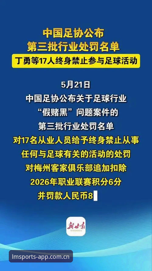 LM体育app推荐必备 中国足协第三批禁足名单最新动态:17人终身禁赛,48人遭重罚,行业震荡持续发酵